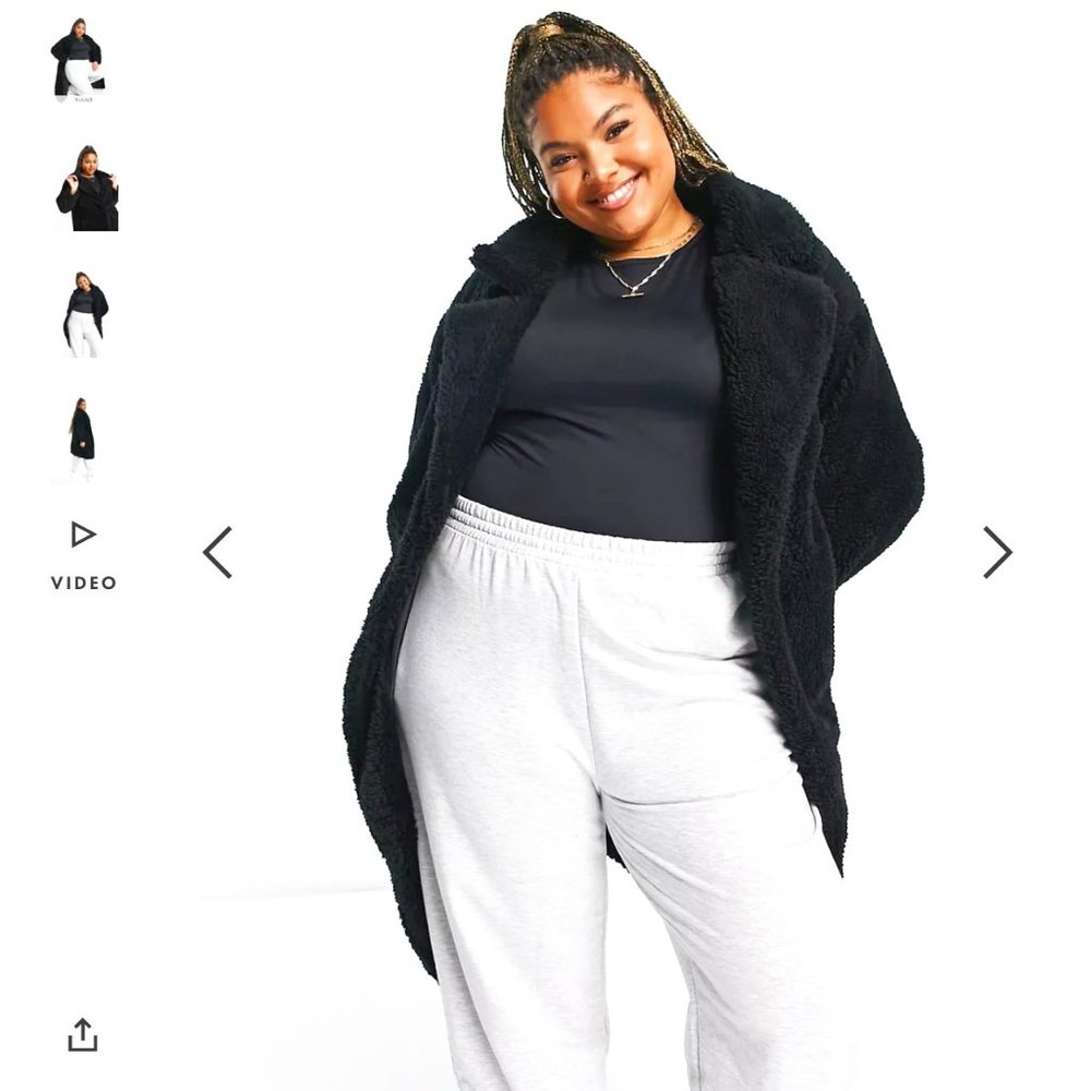 ASOS Black Teddy Coat (Threadbare brand)